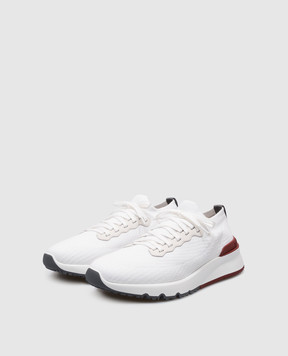 Brunello Cucinelli White sneakers with textured logo MZUPMBO252