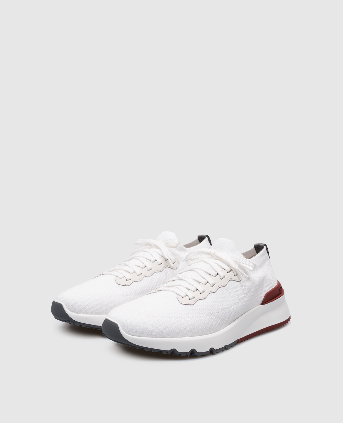 

White sneakers with textured logo Brunello Cucinelli