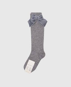 Story Loris Children's gray knee highs with bows 208436