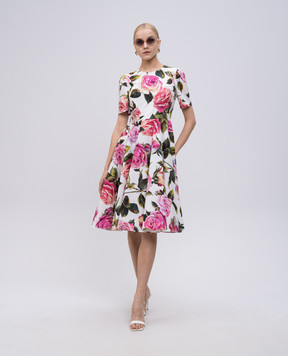 Dolce&Gabbana White floral print midi dress F6F4STHS5S4