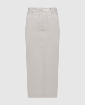 スカート BRUNELLO CUCINELLI Woman Skirt Grey MP940G3875 C8909 Brunello Cucinelli - Gray Wool A-Line Midi Skirt