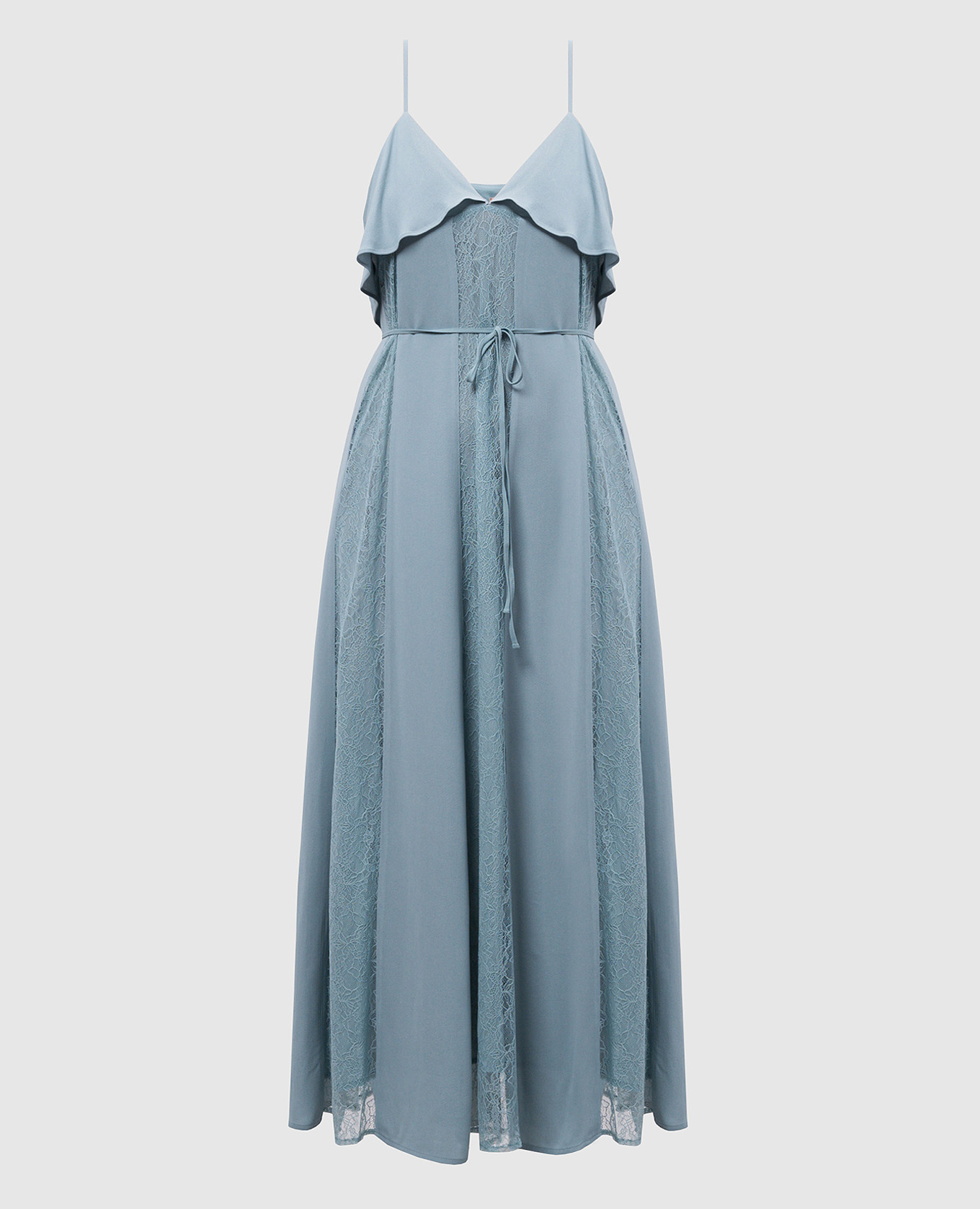 

Blue midi dress with lace Twinset, Light blue