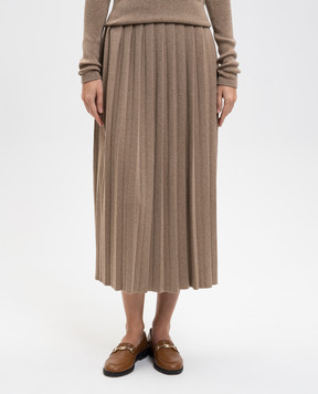 LISA YANG Brown Minda pleated skirt with cashmere 2025382