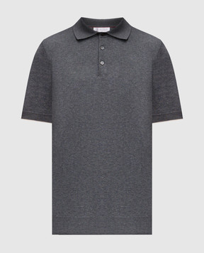 Brunello Cucinelli Grey polo with piping M29800125