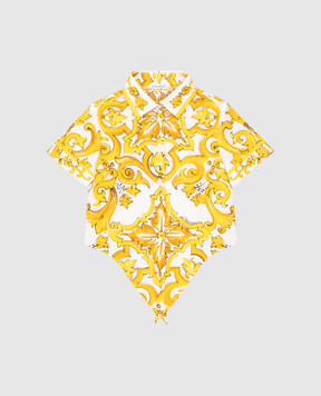Dolce&Gabbana Children's white cropped blouse with majolica print L54S05G7KXP