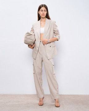 Twinset Beige cargo pants with branded embroidery 242AM2042