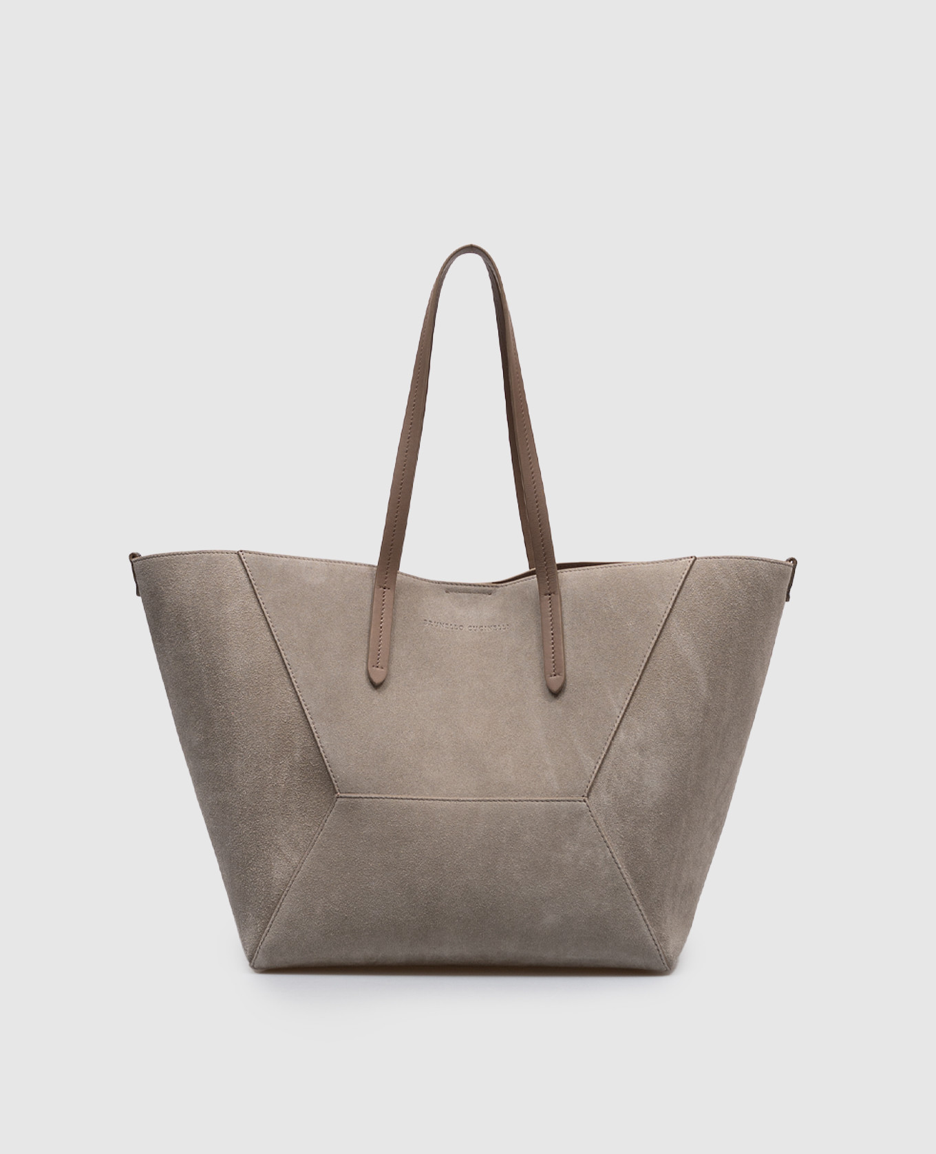 

Duo grey suede tote bag with logo Brunello Cucinelli