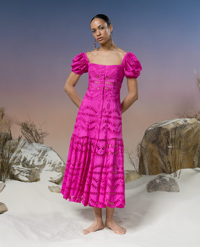 Charo Ruiz Spiana pink shirt dress with broderie embroidery 243624