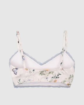 Story Loris Children's white top in floral print with lace 35149