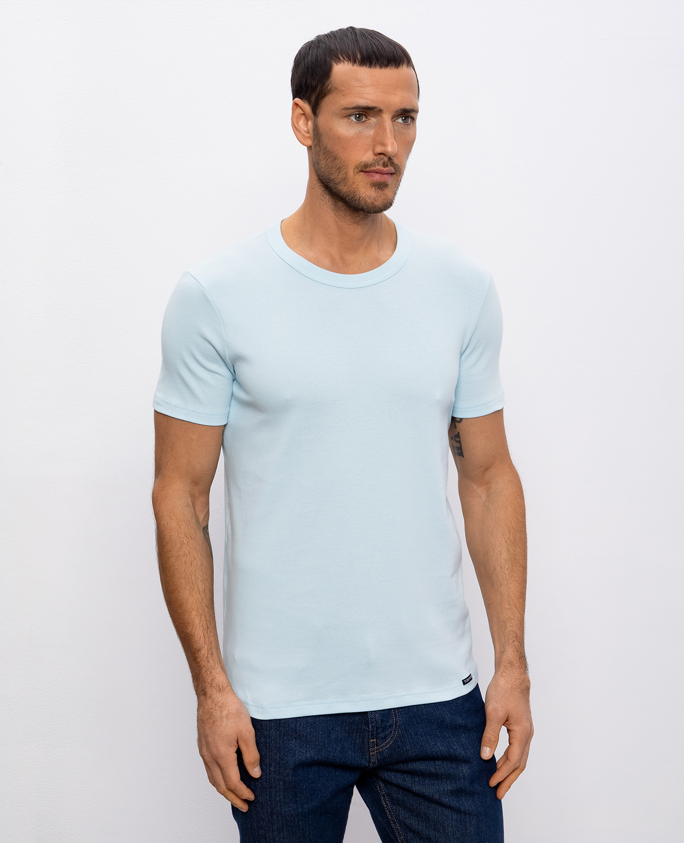 

Blue T-shirt with logo patch Tom Ford, Light blue