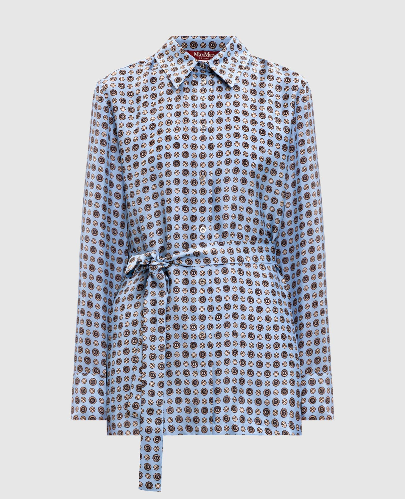 

BOCCALE blue silk blouse with floral print Max Mara, Light blue