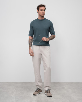 Sease Blue Waffle sweater in woven pattern wool KR067XG065