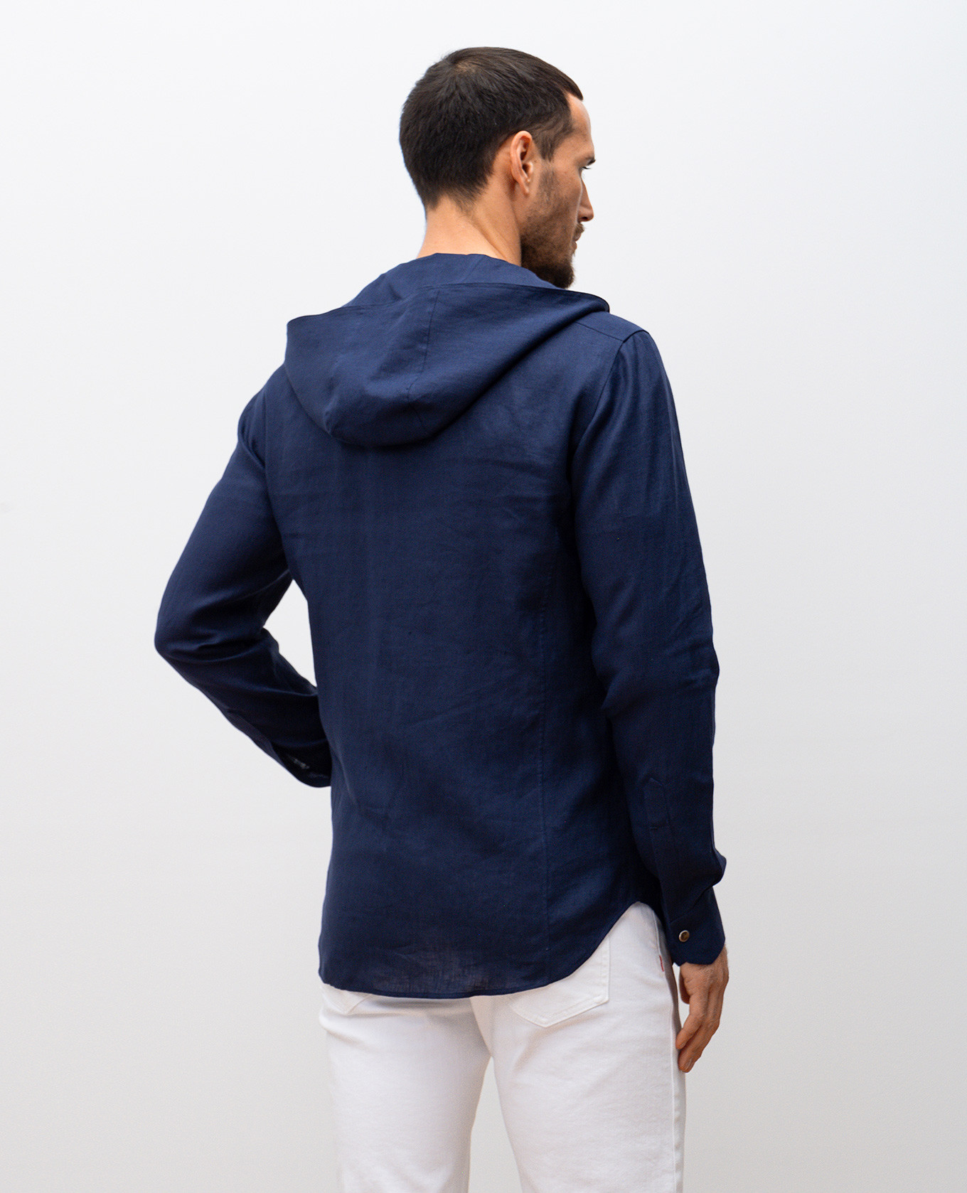 

Blue linen shirt with hood Kiton