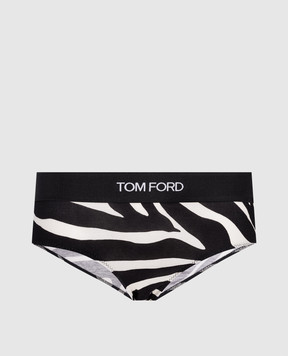 Tom Ford Black panties in an animalistic print with a logo KNJ019JEP032