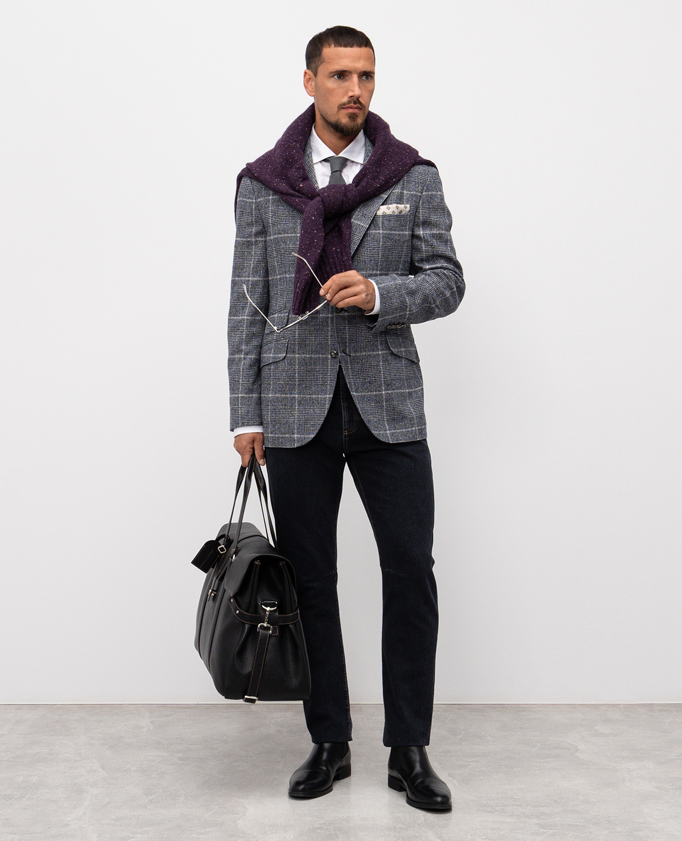 

Checked wool jacket Brunello Cucinelli, White