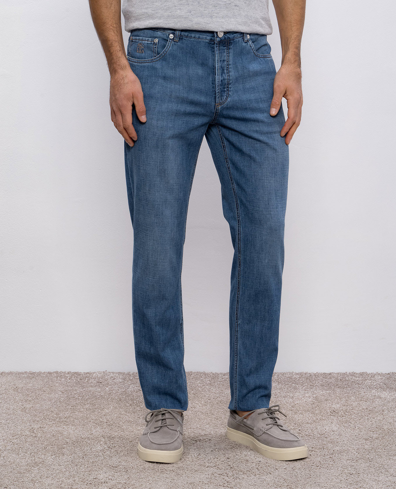 

Blue jeans with logo Brunello Cucinelli