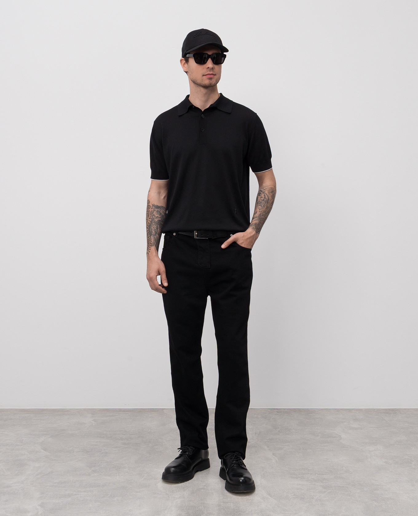 

Black polo with silk Balmain