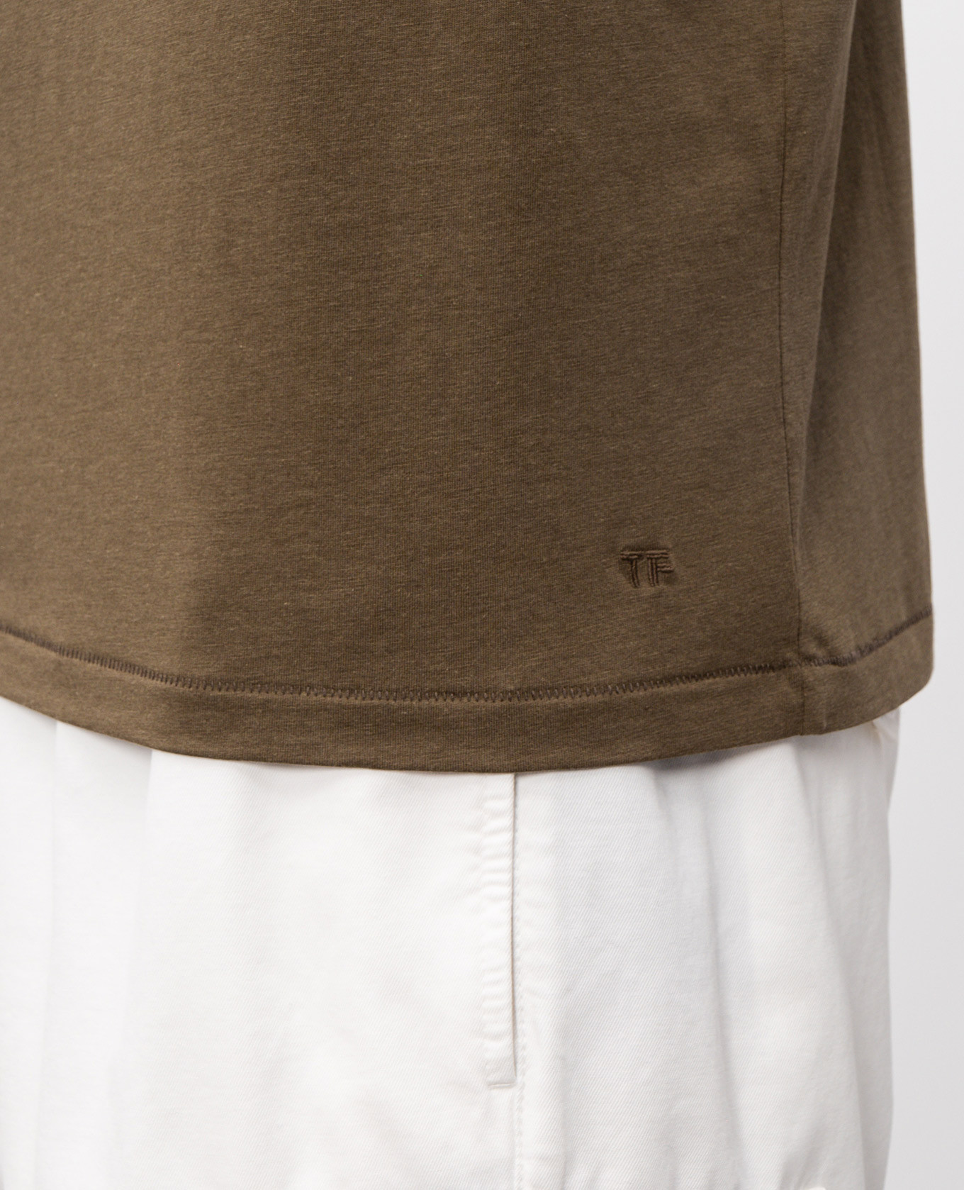 

Khaki T-shirt with embroidered monogram logo Tom Ford
