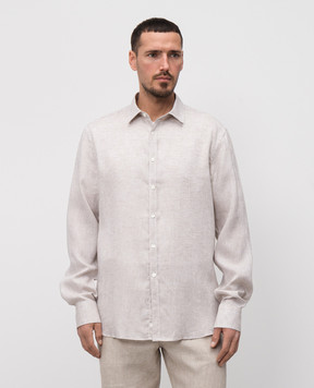 Canali Beige linen shirt GL03098CSL7077