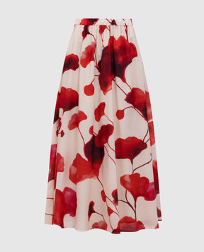 Solotre Beige skirt with contrasting print M1D0102