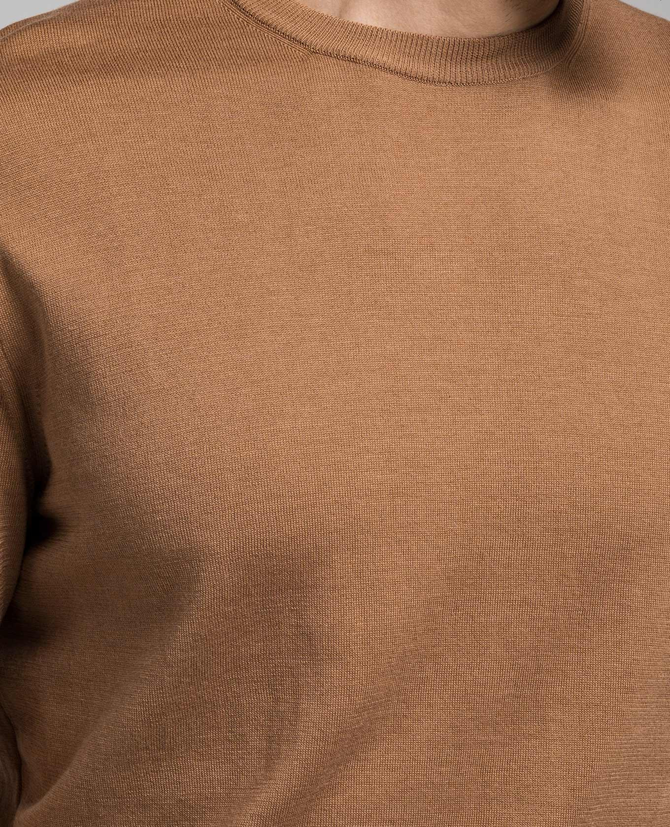 Brown T-shirt with a straight cut in silk and cashmere Cashmere&Whiskey 5