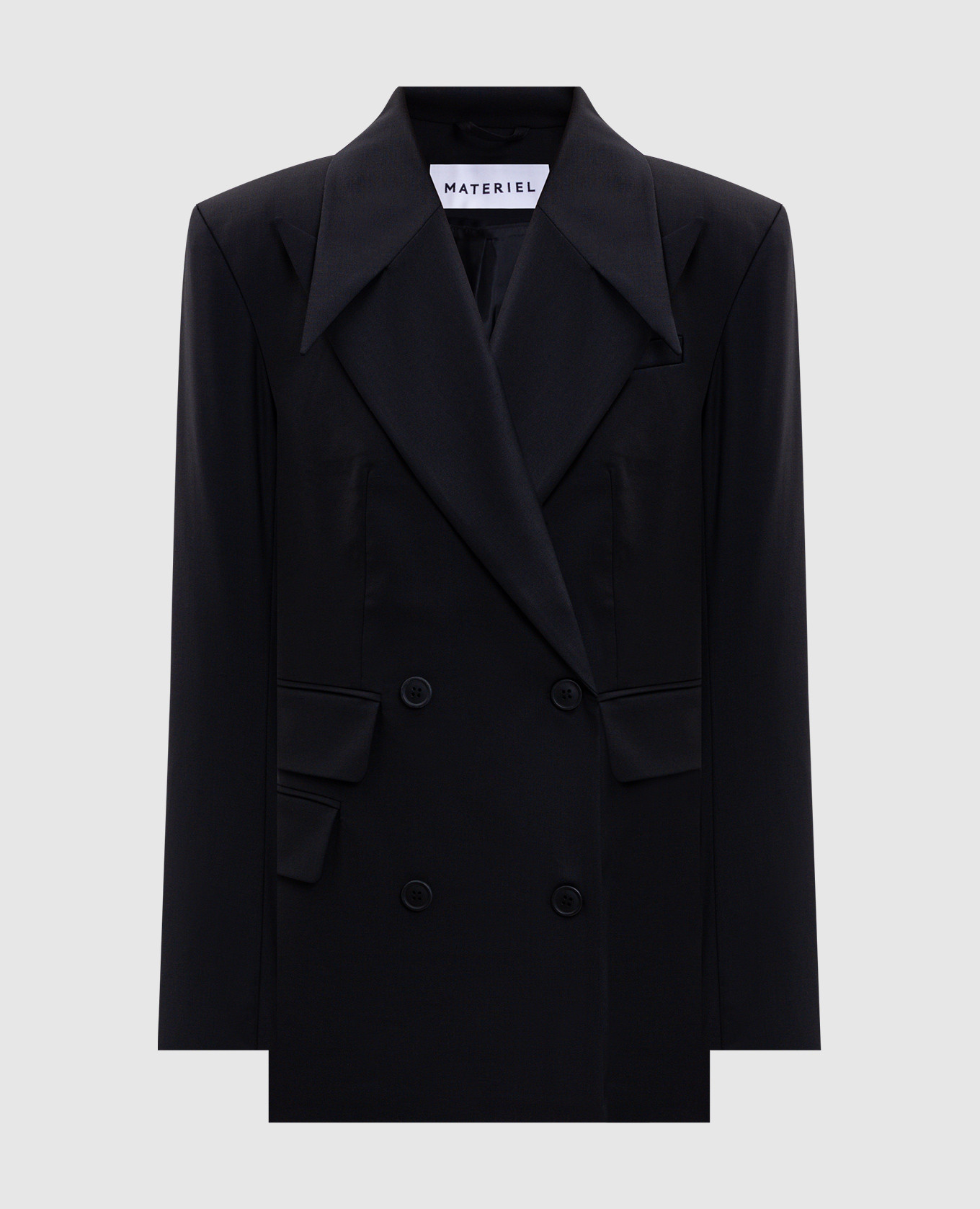 Black double-breasted jacket with wool Materiel