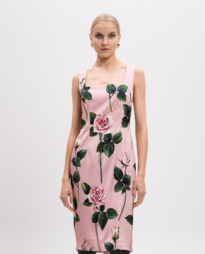 Dolce&Gabbana Pink dress with floral print F6TKZTFSIBT