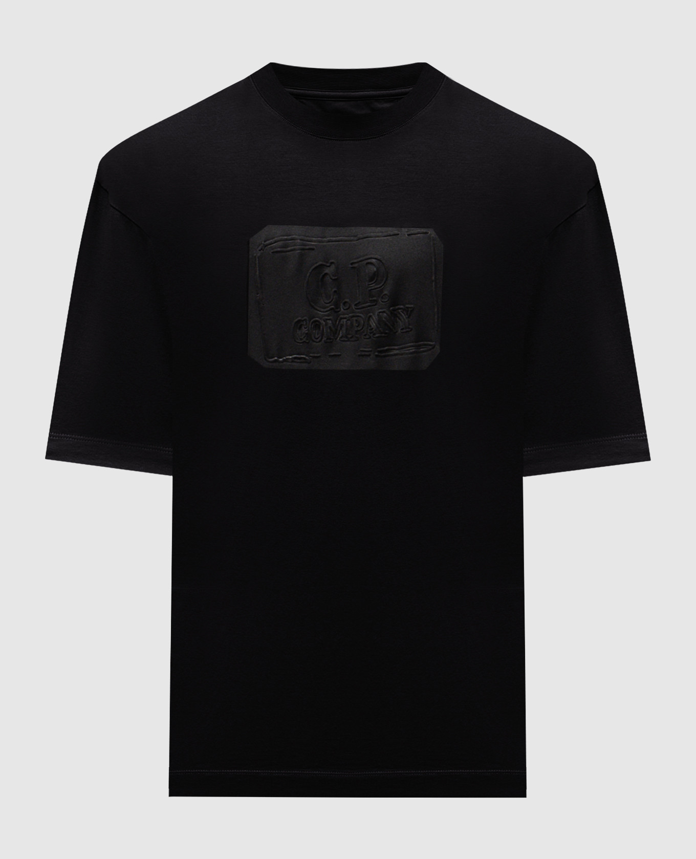 Black T-shirt with textured logo print C.P. Company