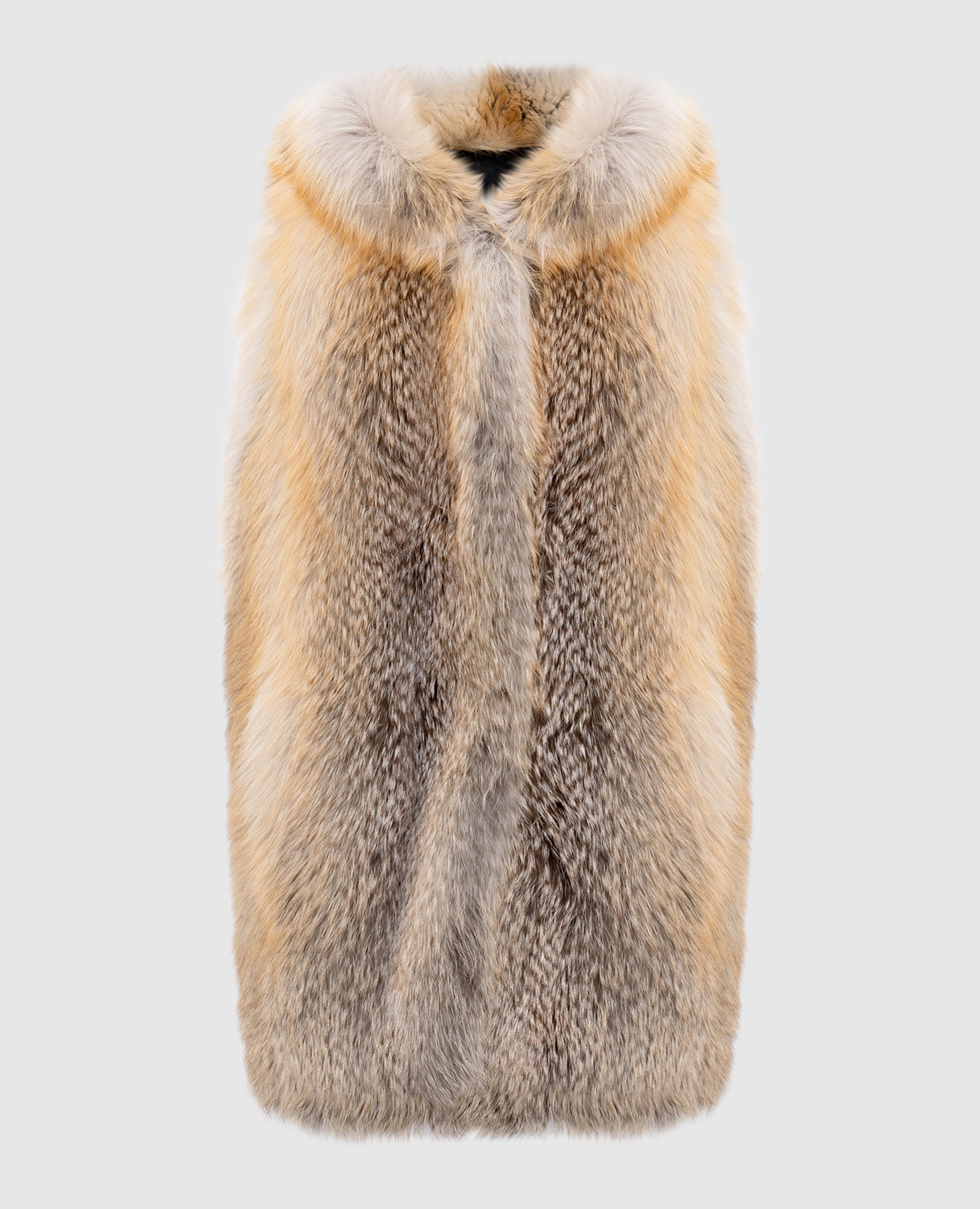

Gray vest made of fox fur with a hood Marco Schera Vanoli, Grey