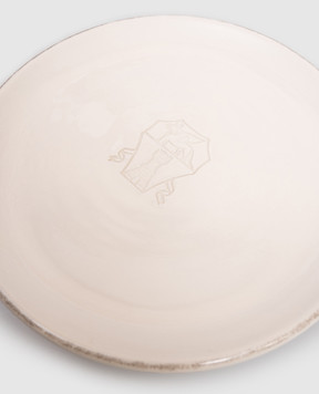 Brunello Cucinelli Beige ceramic saucer Tradition with logo emblem MLCERB2002