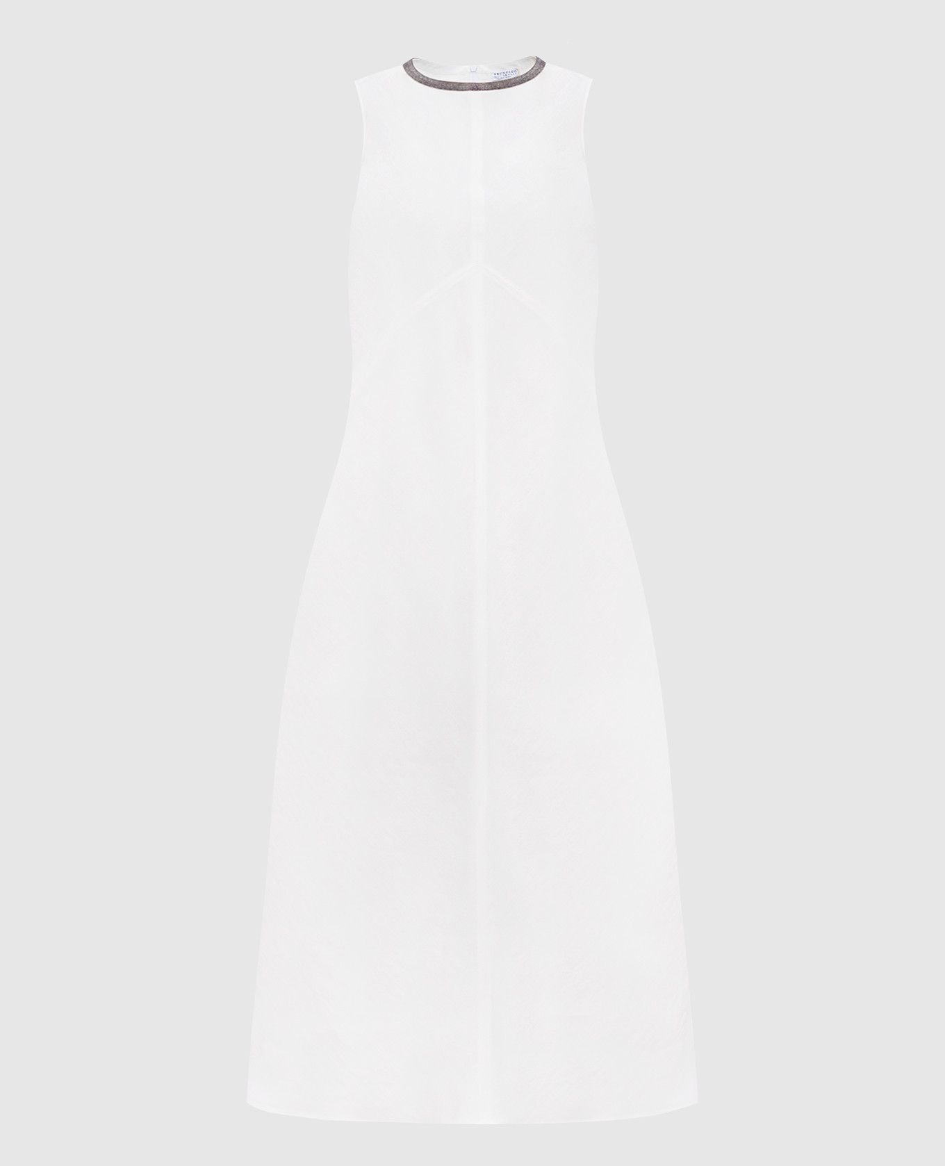 

White linen midi dress with monil chain Brunello Cucinelli