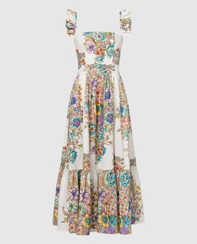 Etro Yellow midi dress in floral print with ruffles WRHA003499SA578