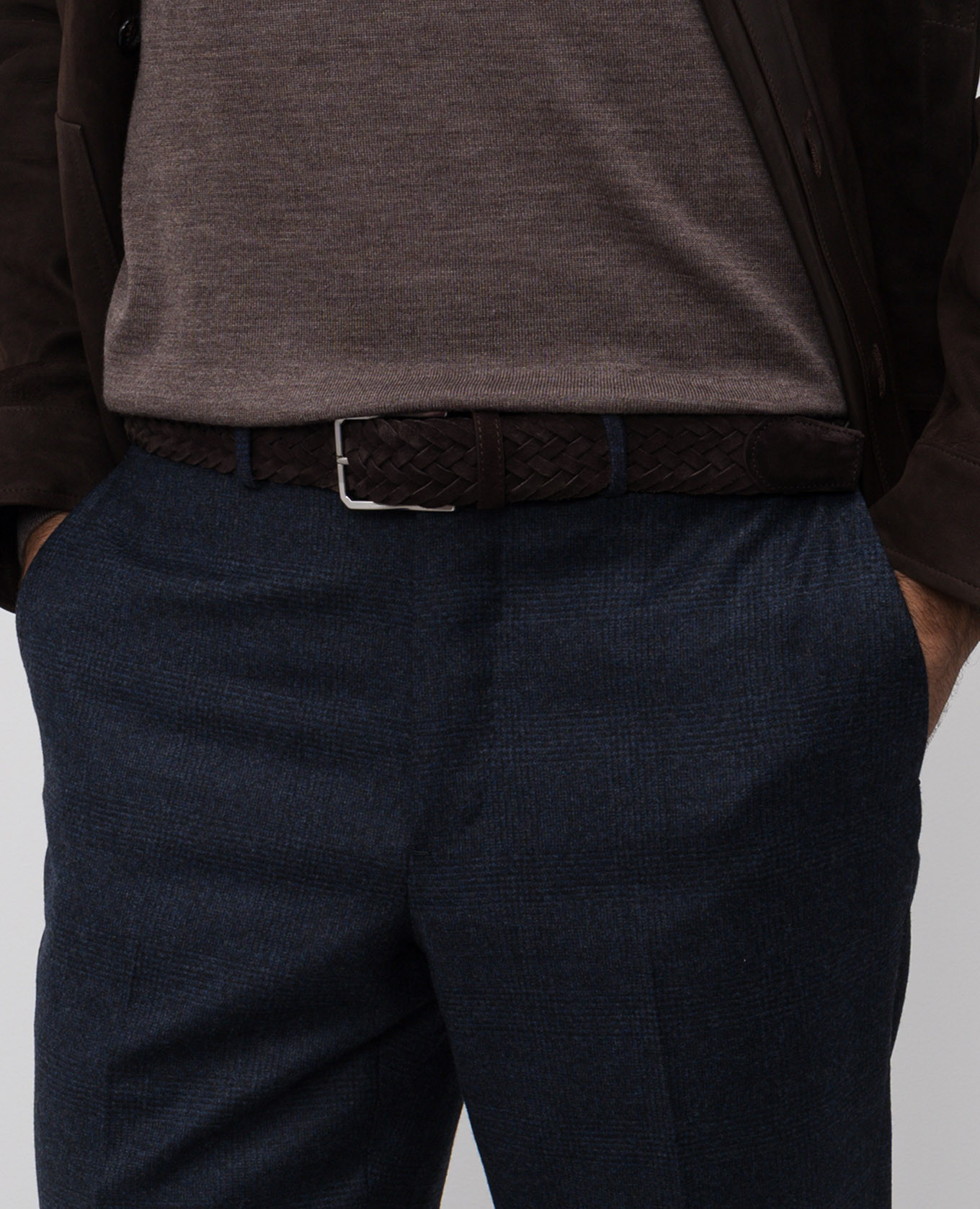 

Brown suede braided belt Canali