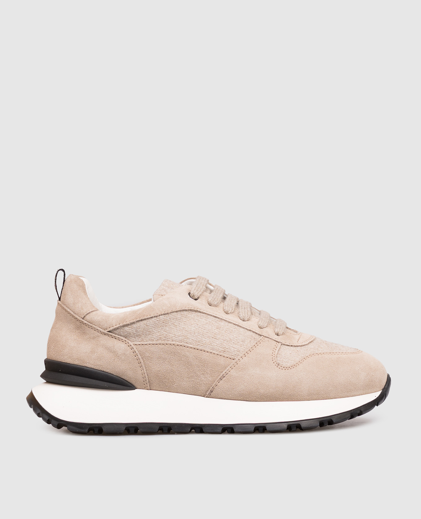 Beige combination sneakers with fur Doucal's