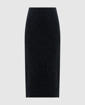 Peserico Gray wool and silk midi skirt with lurex S95029F0709095