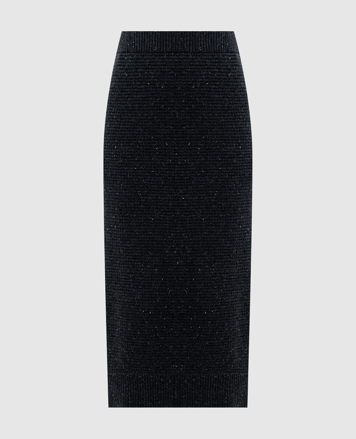 Gray wool and silk midi skirt with lurex