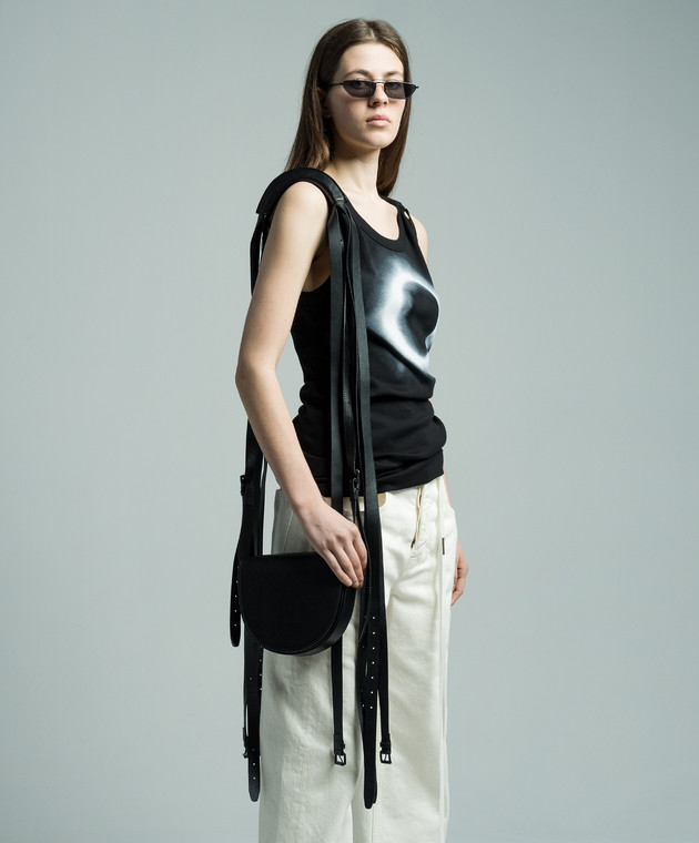 Ann Demeulemeester - Jinx Black Leather Saddle Bag 2401UCL04LT129