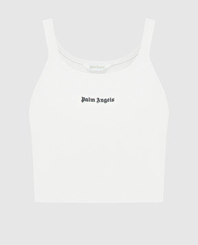 Palm Angels White top with contrasting logo embroidery PWAD060S24FAB002