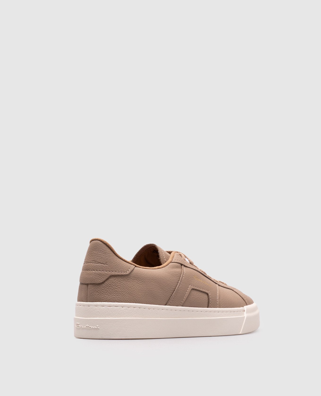 

Beige leather sneakers with logo Santoni