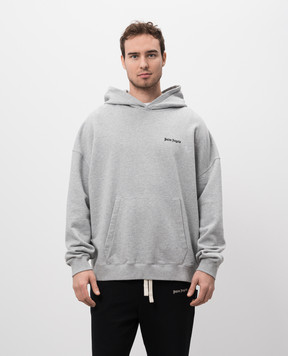 Palm Angels Gray hoodie with logo embroidery PMBB153C99FLE002
