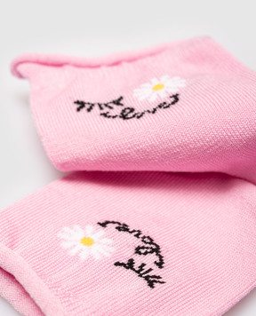 RiminiVeste Children's pink Ciocca socks with a pattern in the form of a flower 4505