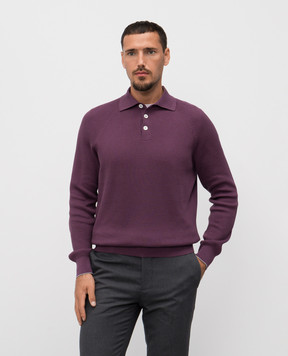 Brunello Cucinelli Purple ribbed polo shirt M29400105