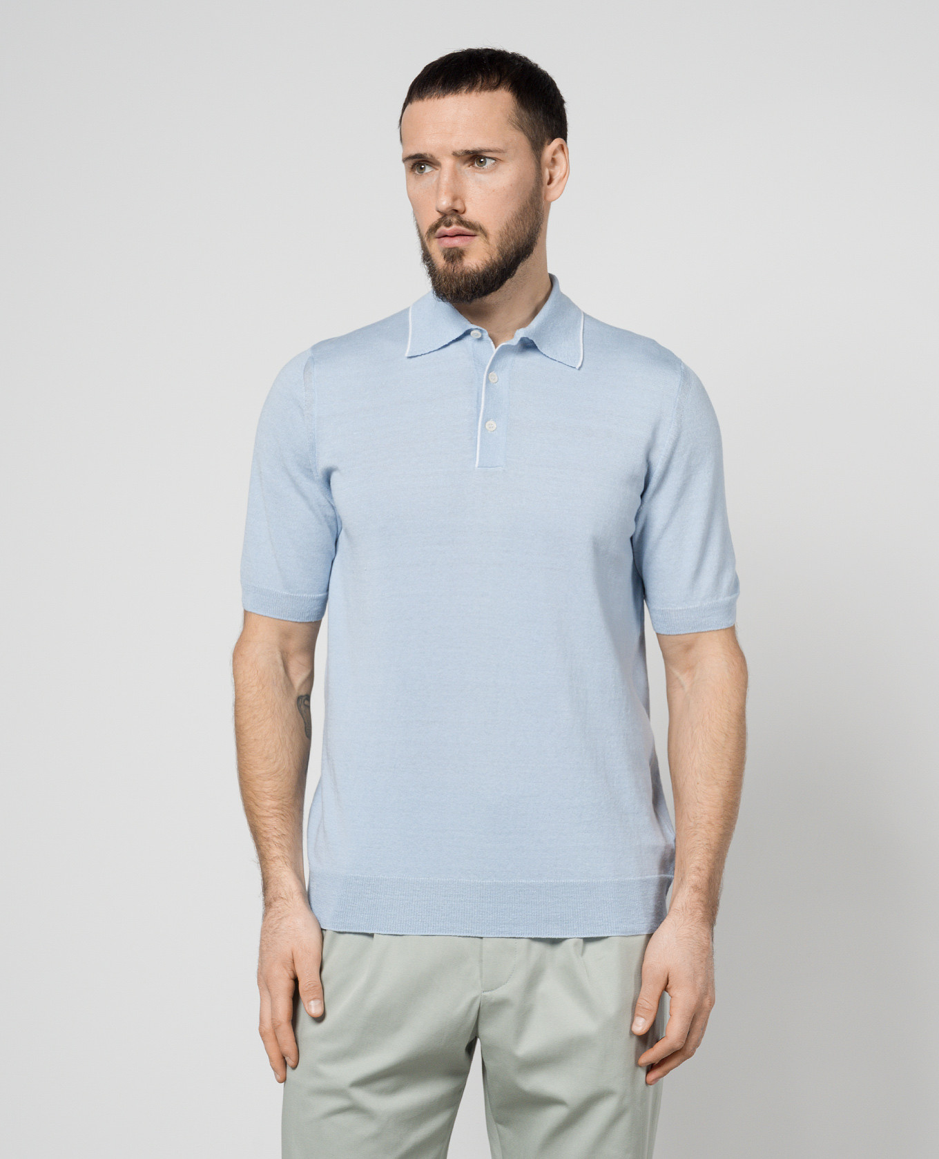 

Blue polo shirt with linen and cashmere Cashmere&Whiskey, Light blue