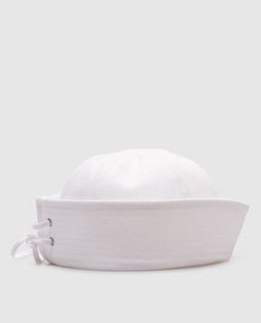 Dolce&Gabbana Children's white panama hat with logo embroidery LB5H53G7O3B