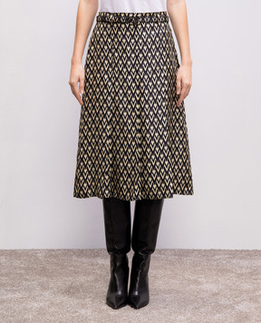 Valentino Black silk midi skirt in Toute la V print 6B3RACQ090R