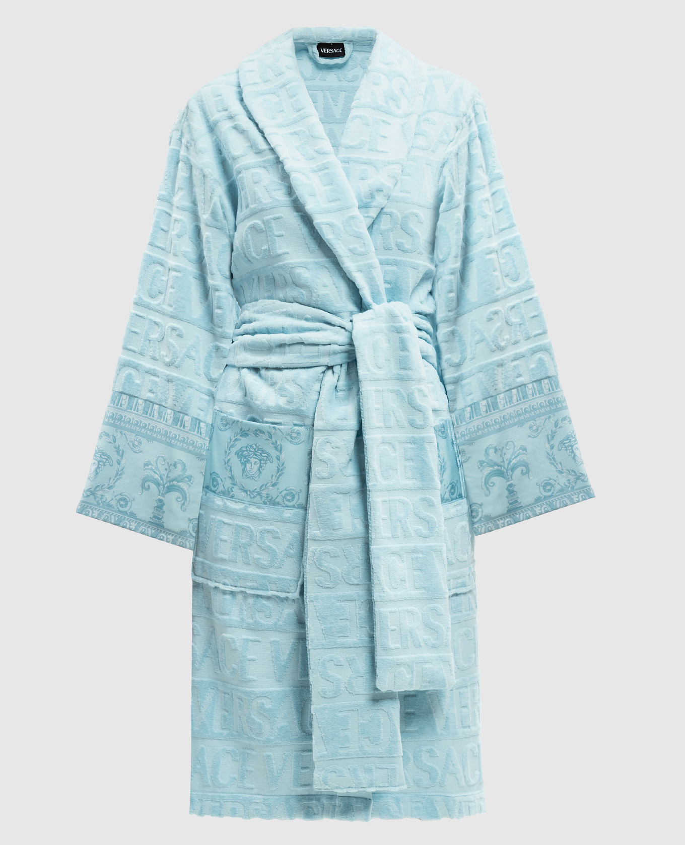 Blue robe in Versace Allover pattern with Barocco print Versace