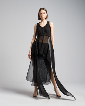Masnada Black raw edge silk top 7662