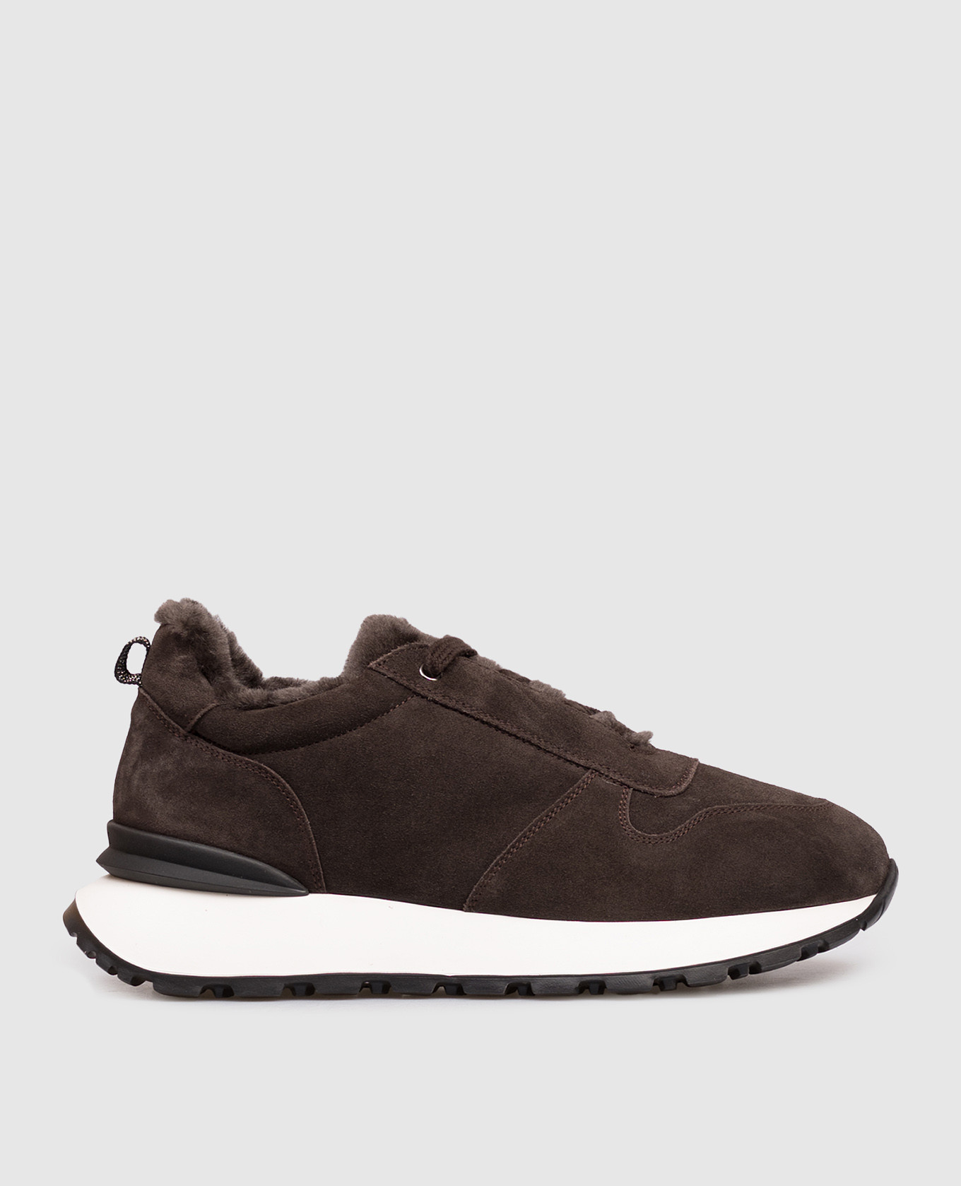Brown suede sneakers with fur Doucal's