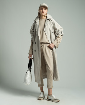 Brunello Cucinelli Beige sweatshirt with silk and monil chain MD828SM600