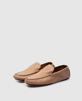 The Row Lucca beige leather moccasins F1479L74